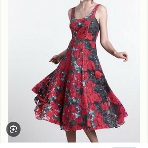 Anthropologie Red and Black Maxi Dress Sleeveless Sundress